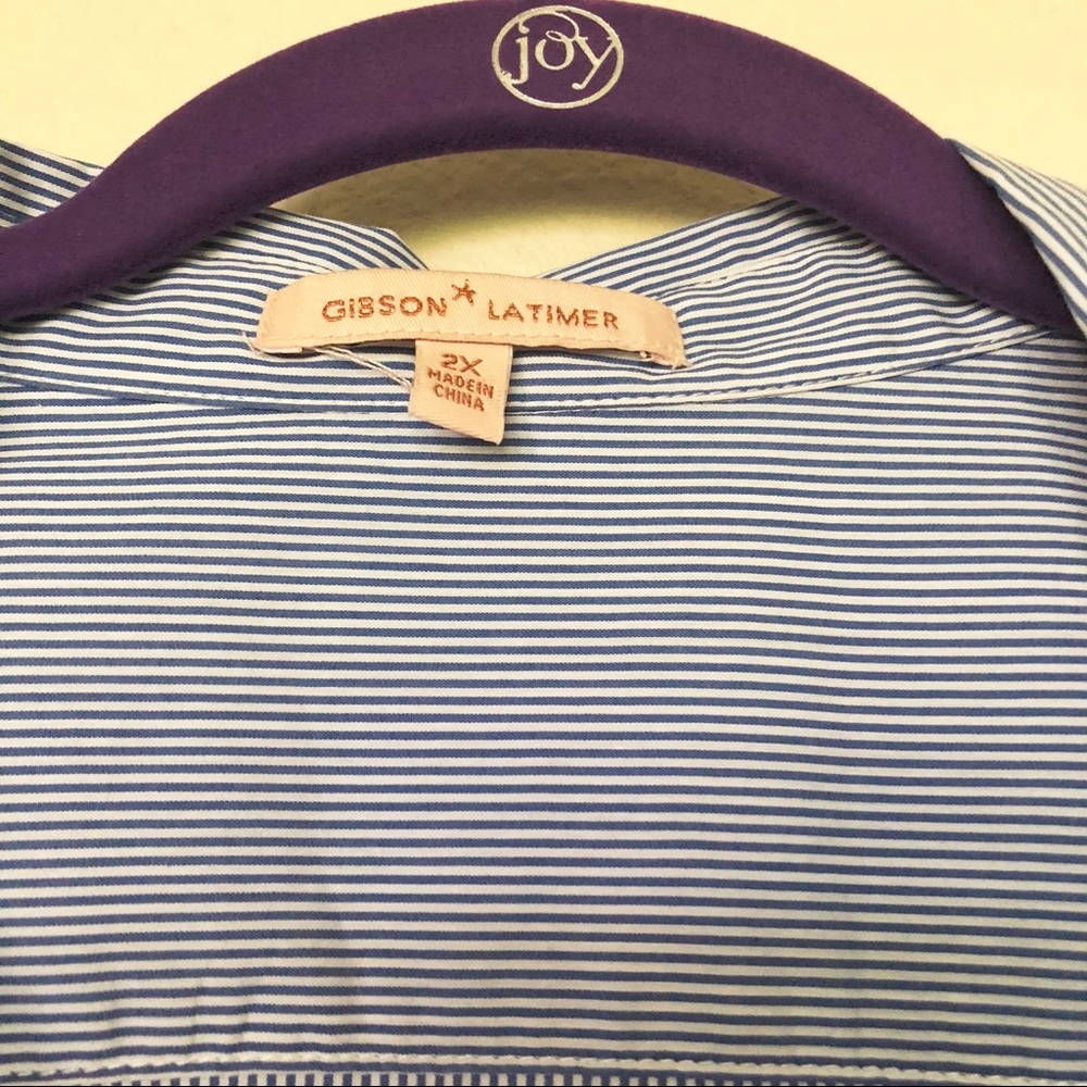 Gibson Latimer Embroidered Oxford Style Blouse - Picture 5 of 6